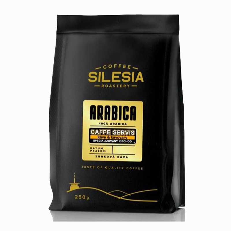 ARABICA 100% - zrnková káva 250 g v sáčku s etiketou firmy