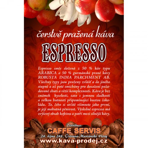 ESPRESSO 250g 50% Ar. 50% Rob. mletá na espresso a moka kávu