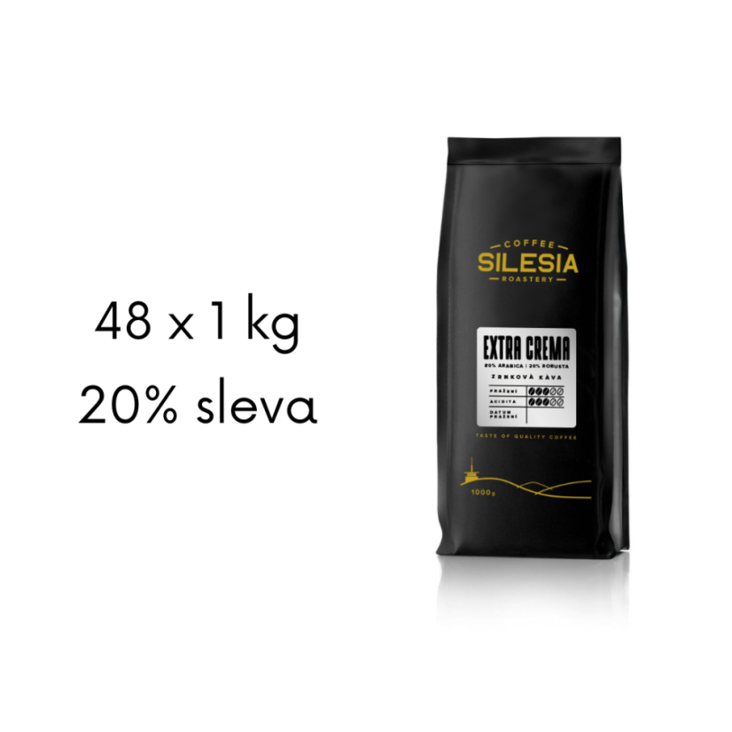 EXTRA CREMA 80% Arabica 20% Robusta - Varianta: Zrnková káva, Velikost balení: 48 x 1000 g