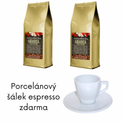2x ARABICA 1 kg zrno  + šálek na espresso zdarma