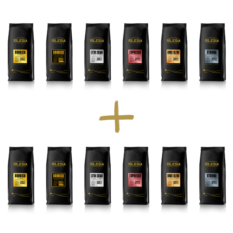 Silesia 1 kg + 1 kg (dopravné zdarma) - První kafe: STRONG 40% Arabika 60% Robusta, Druhé kafe: STRONG 40% Arabika 60% Robusta
