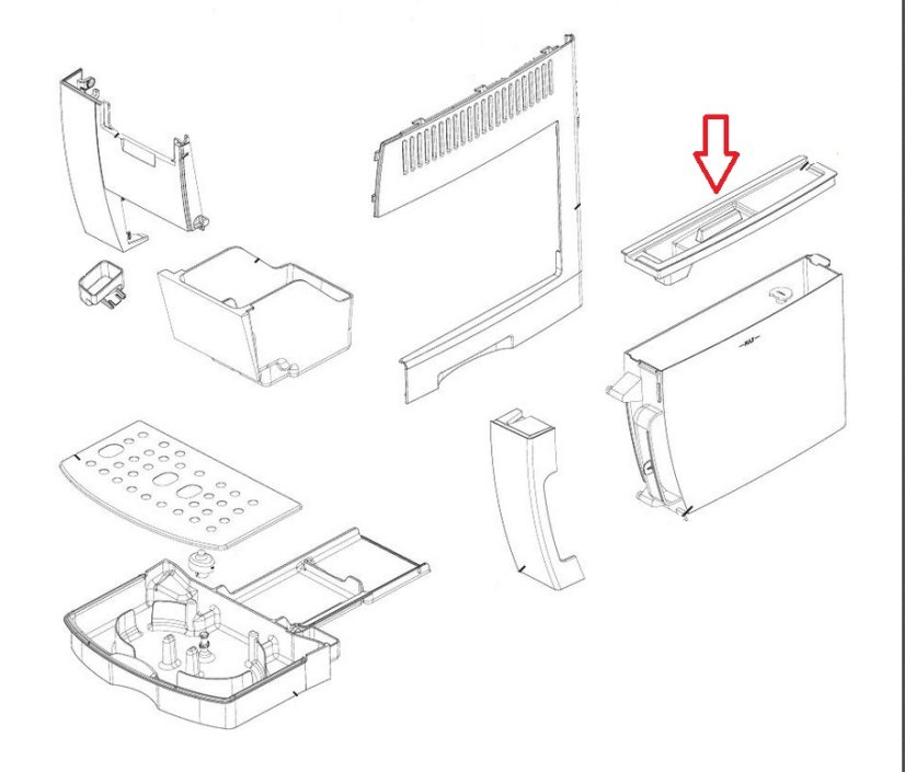 Kryt nádrže na vodu DeLonghi ECAM Magnifica S, Intensa, Dinamica