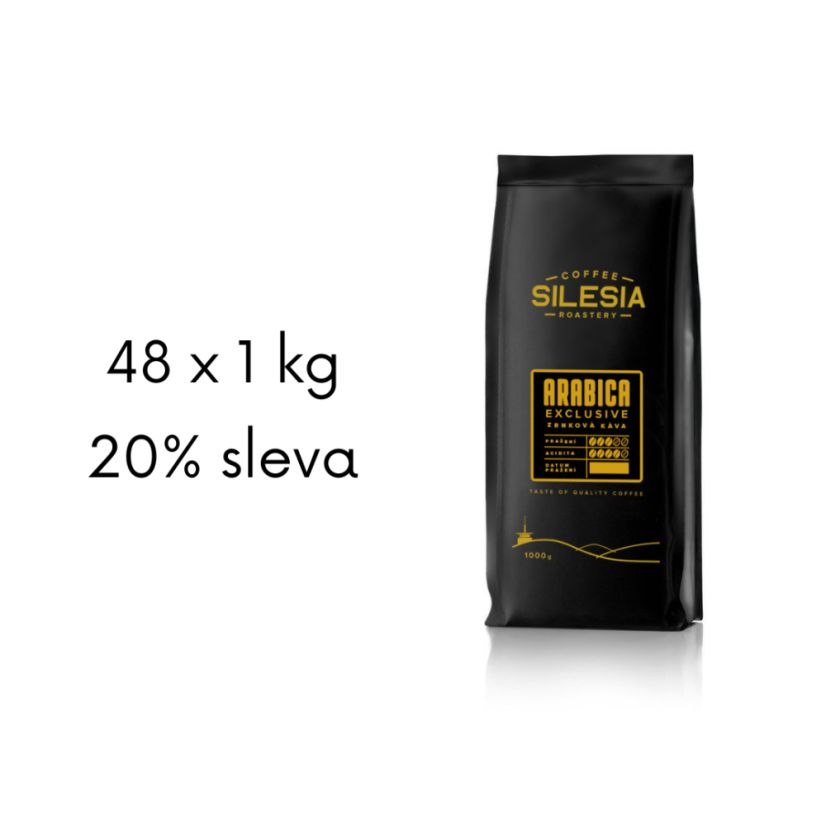 ARABICA 100% exclusive - Varianta: Zrnková káva, Veľkosť balenia: 48 x 1 kg