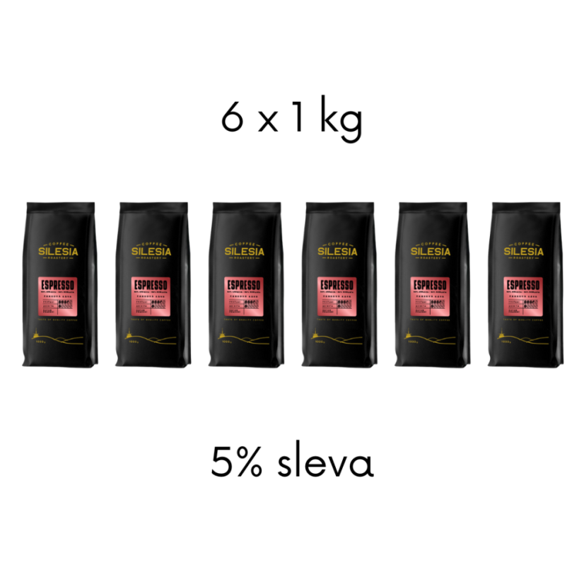 ESPRESSO 50% Arabica 50% Robusta - Varianta: Zrnková káva, Velikost balení: 6 x 1000 g