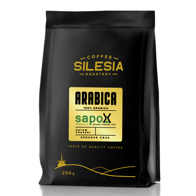 ARABICA 100% - zrnková káva 250 g v sáčku s etiketou firmy