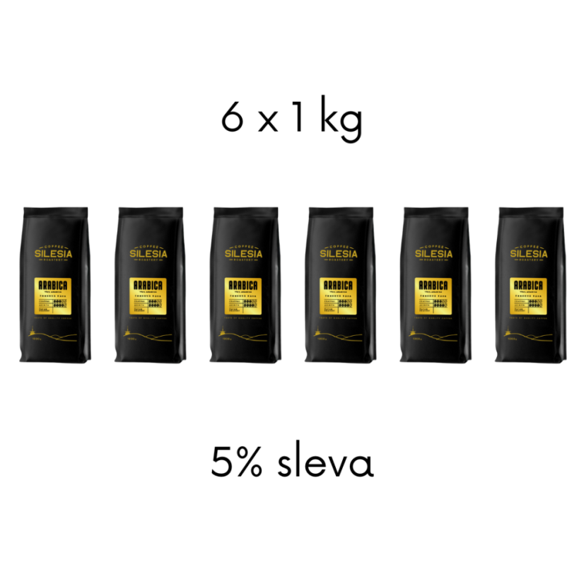 ARABICA 100% - Varianta: Zrnková káva, Veľkosť balenia: 6 x 1000 g