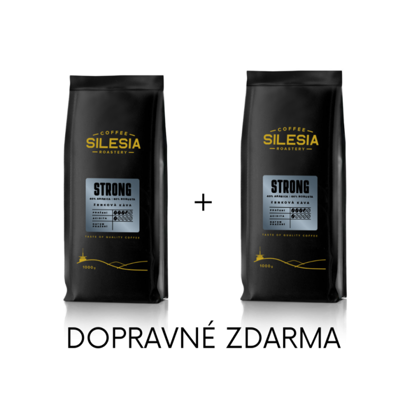 Silesia 1 kg + 1 kg (dopravné zdarma) - První kafe: STRONG 40% Arabika 60% Robusta, Druhé kafe: STRONG 40% Arabika 60% Robusta