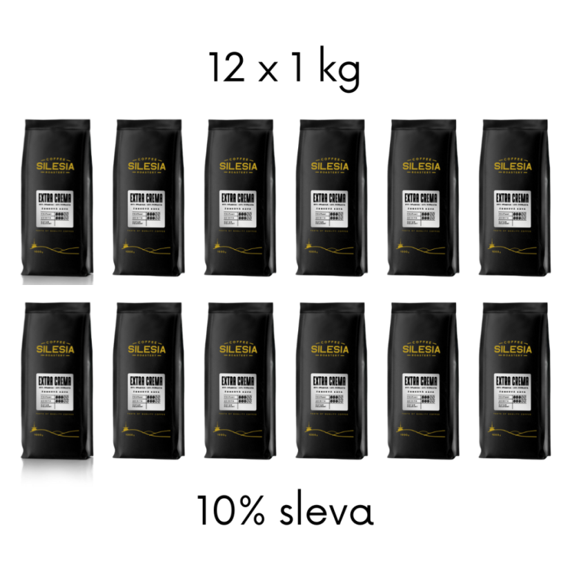 EXTRA CREMA 80% Arabica 20% Robusta - Varianta: Zrnková káva, Veľkosť balenia: 12 x 1 kg